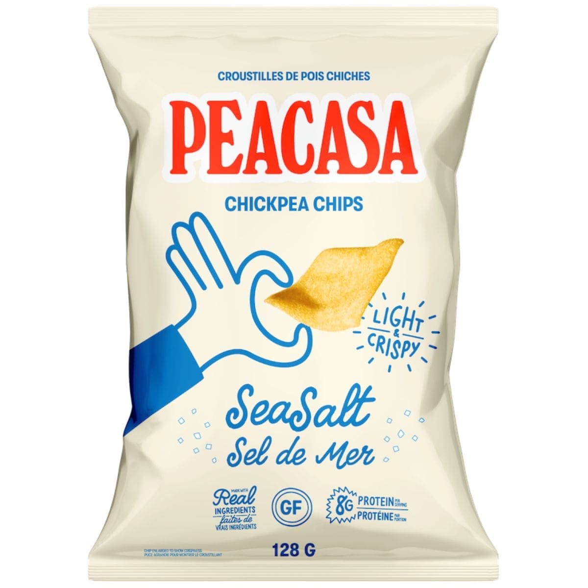 PEACASA High Protein Chickpea Chips Sea Salt, 128g