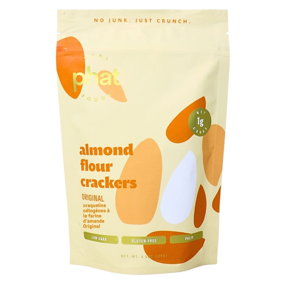 Real Phat Foods Keto Almond Flour Crackers Original, 128g