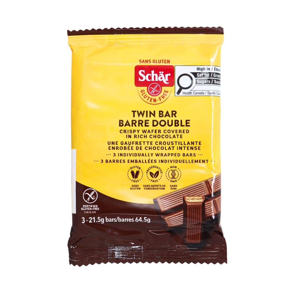 Schär Gluten-Free Twin Bar Chocolate Wafer, 3 Bars