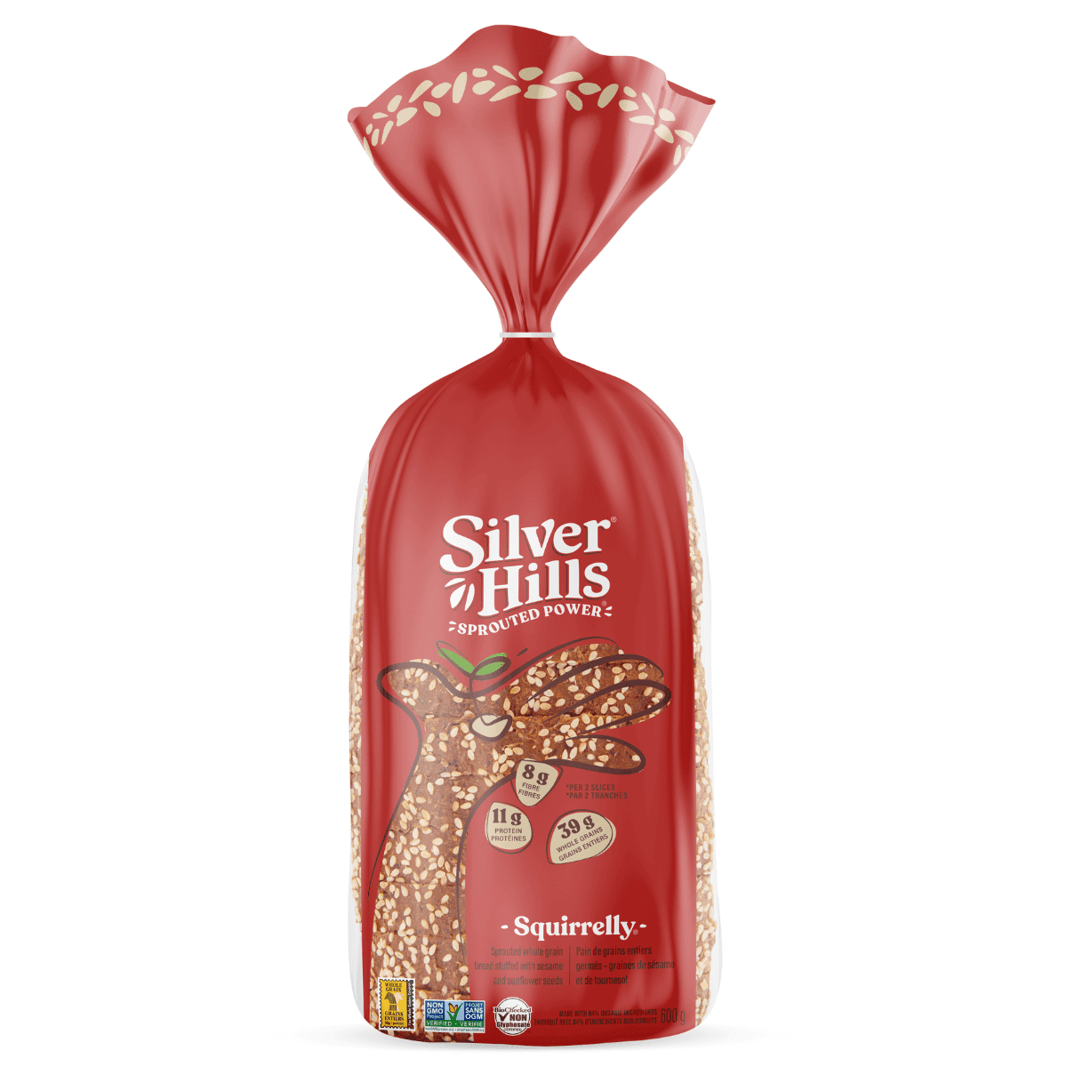 Silver Hills Sprouted Whole Grain Bread Squirrelly, 600g