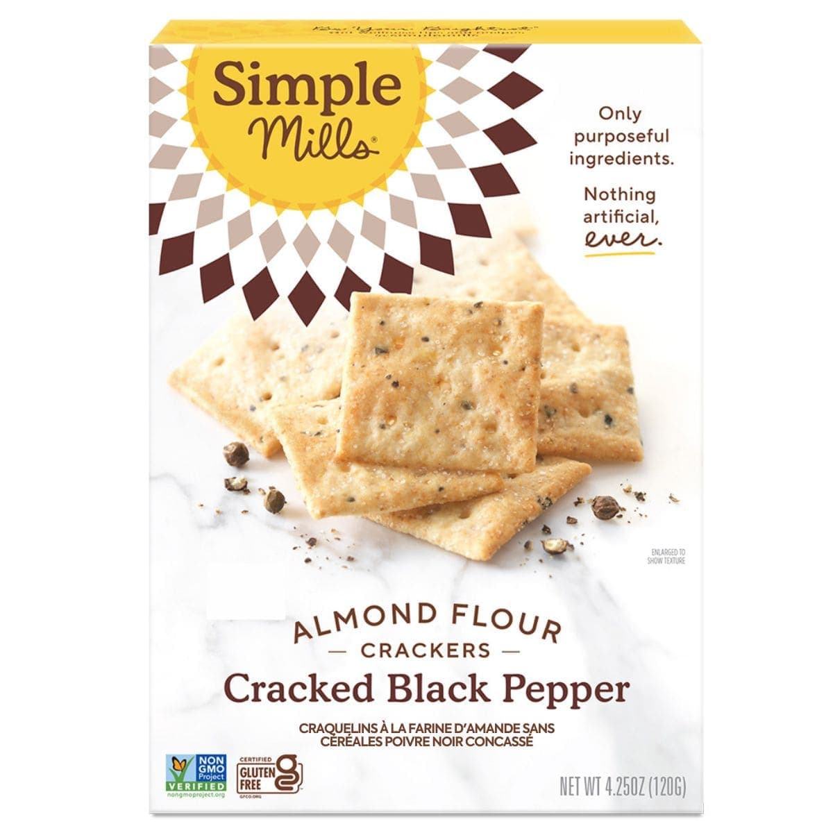 Simple Mills Grain-Free Almond Flour Crackers Cracked Black Pepper, 120g