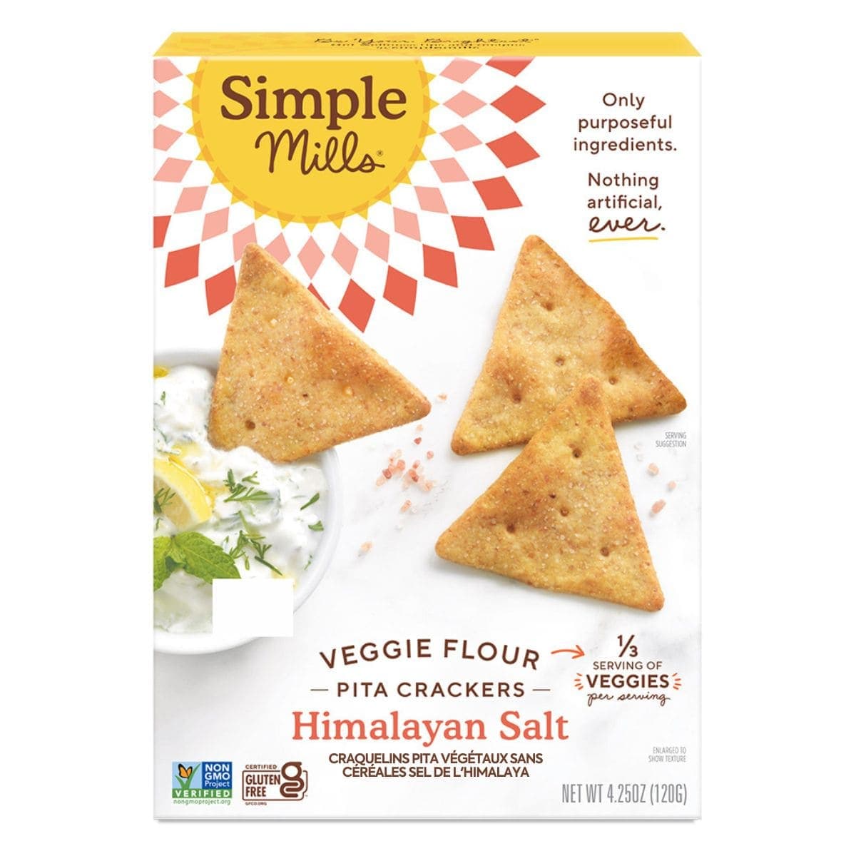 Simple Mills Grain-Free Veggie Pita Crackers Himalayan Salt, 120g