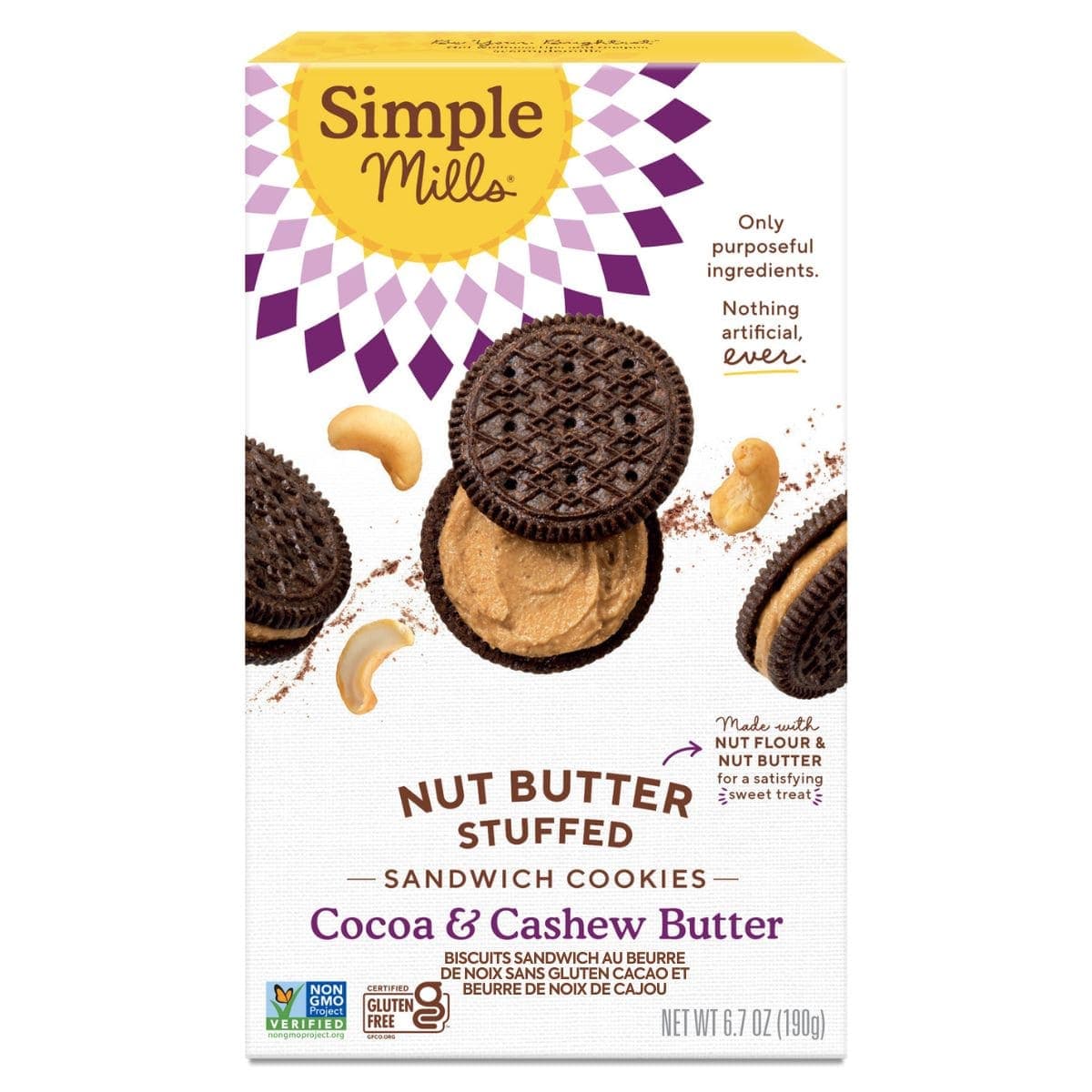 Simple Mills Gluten-Free Nut Butter Sandwich Cookies Cocoa & Cashew Butter, 190g
