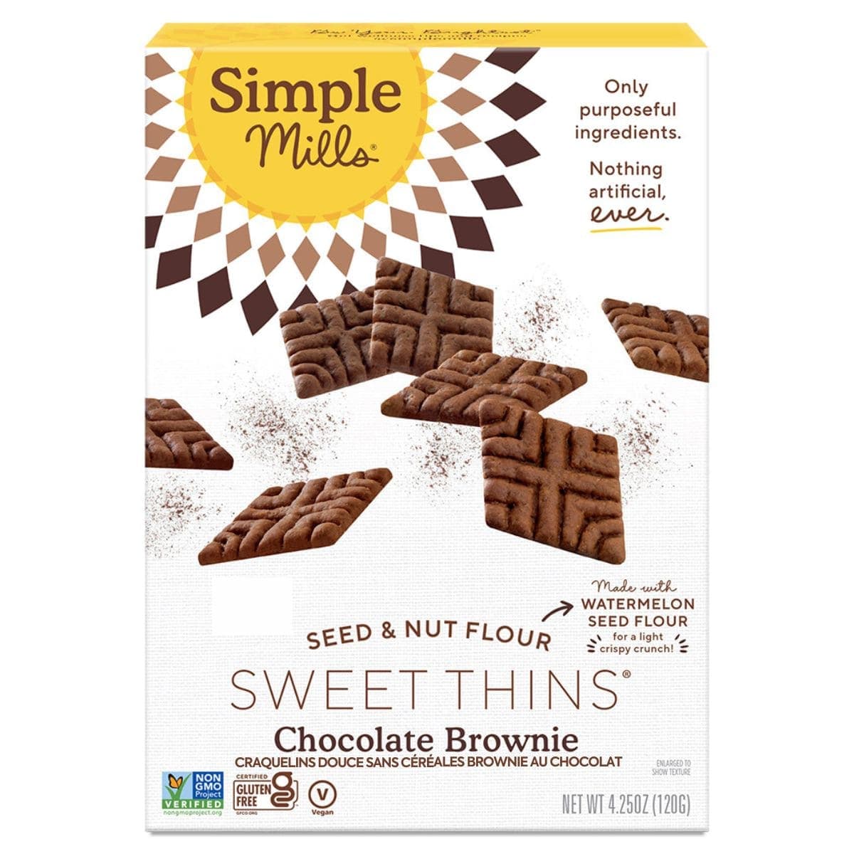 Simple Mills Grain Free Sweet Thins Chocolate Brownie, 120g