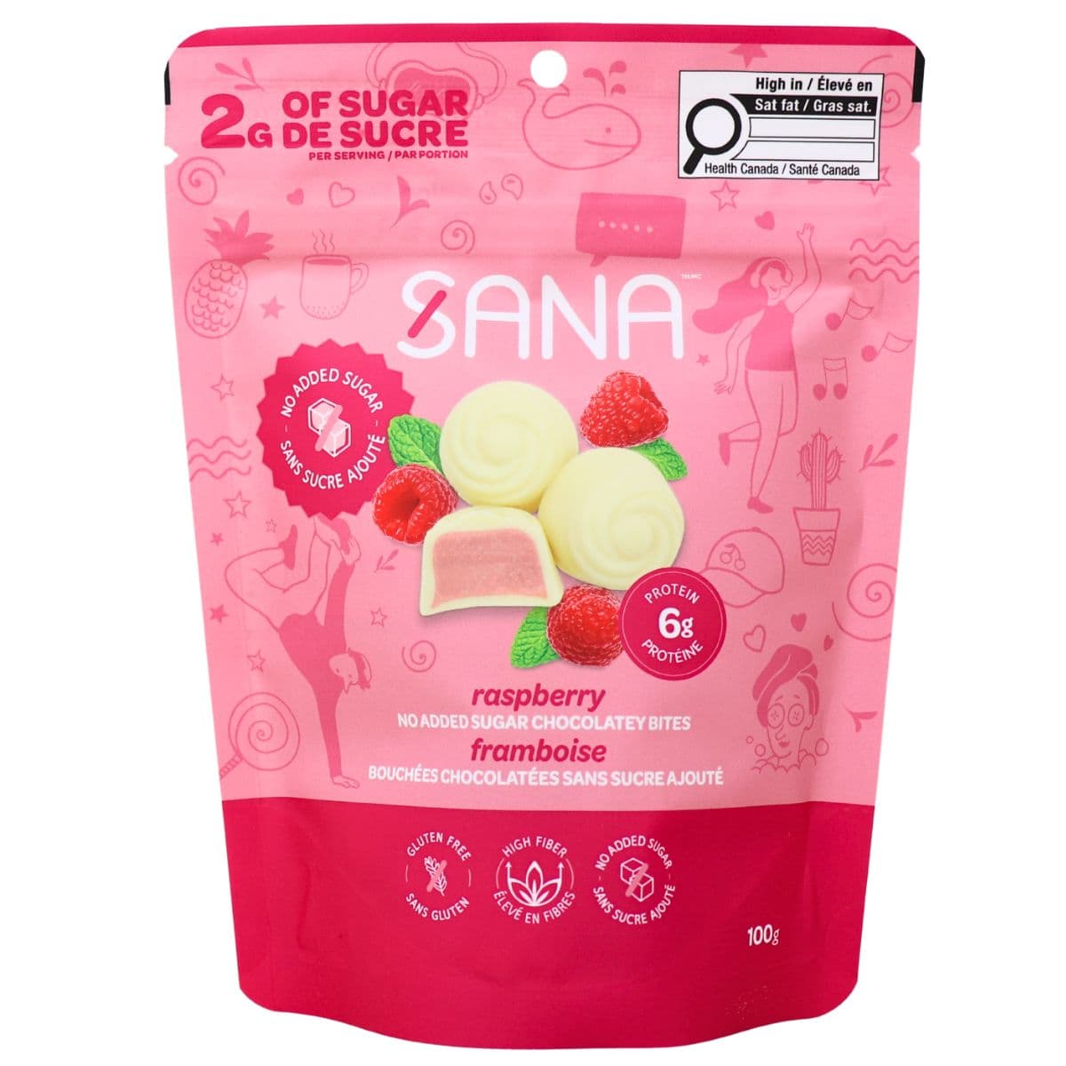 Sana Sweet Life No Added Sugar White Chocolaty Protein Bites Raspberry, 100g