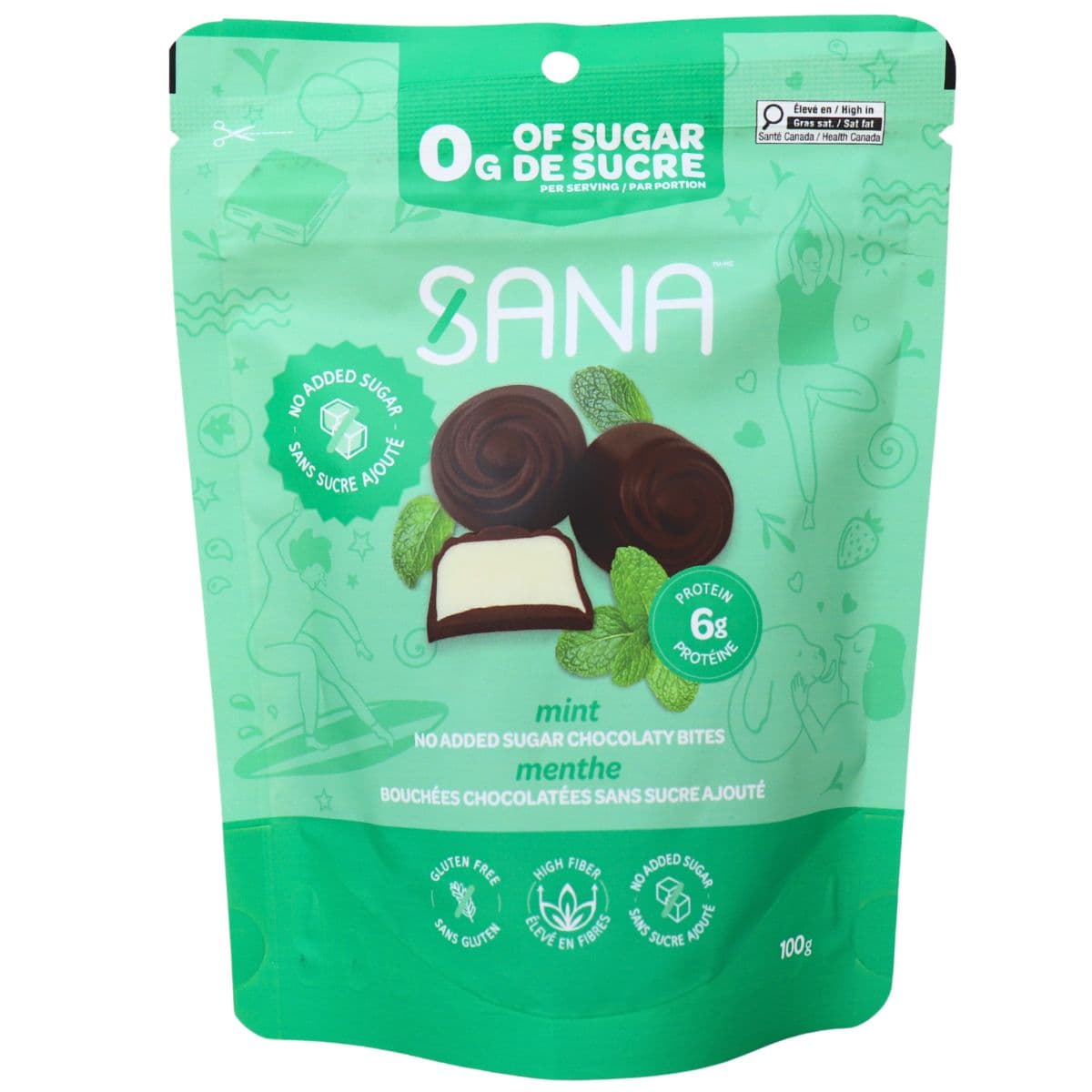 Sana Sweet Life No Added Sugar Dark Chocolaty Protein Bites Mint, 100g