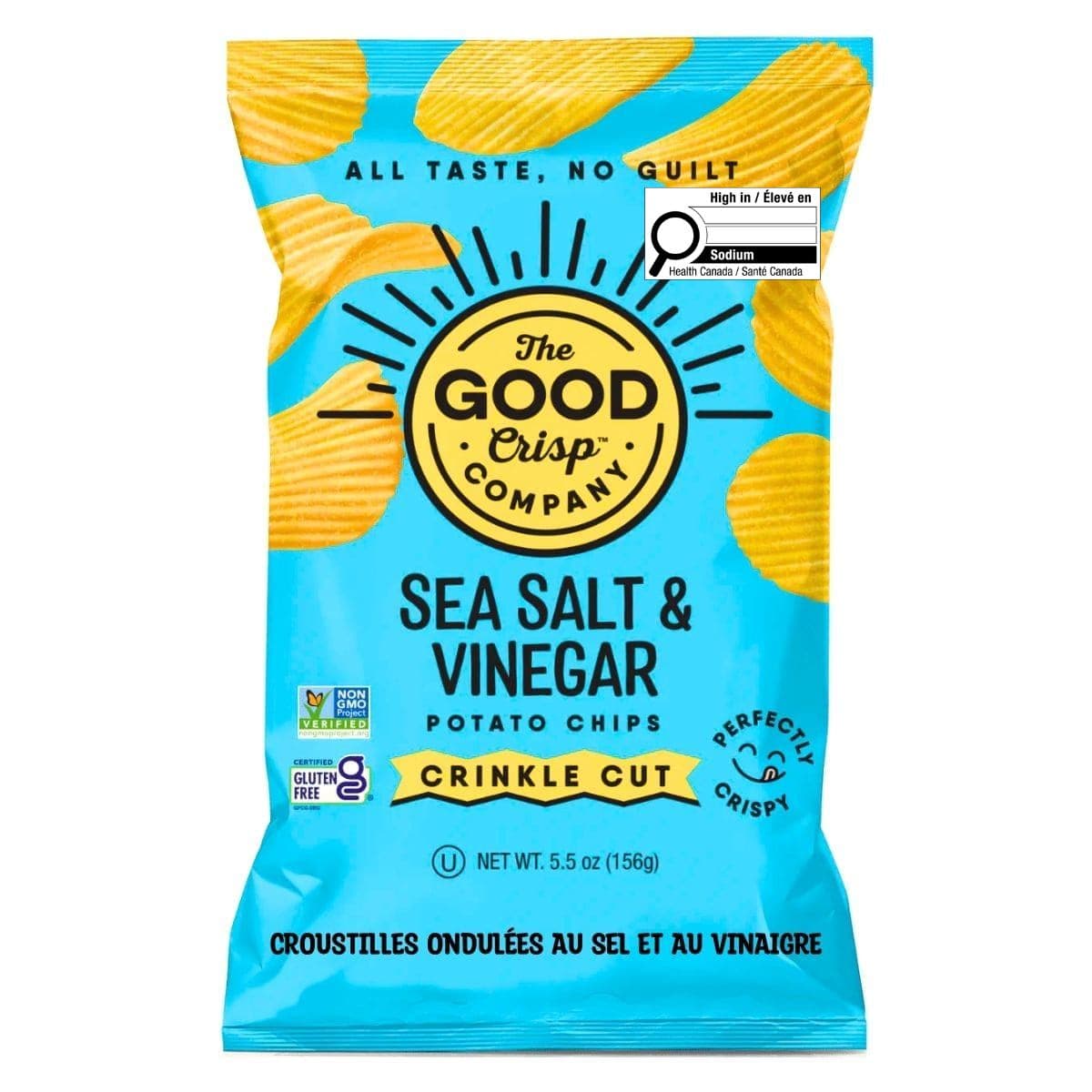 The Good Crisp Company Crinkle Cut Potato Chips Sea Salt & Vinegar, 156g