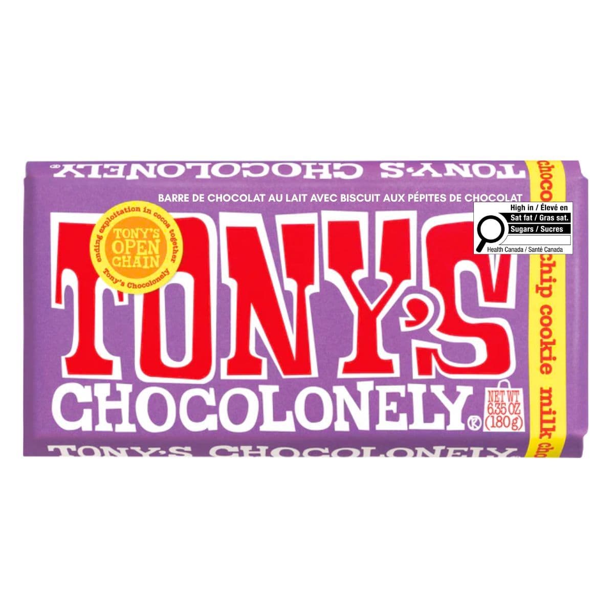 Tony’s Chocolonely Milk Chocolate With Chocolate Chip Cookie, 180g
