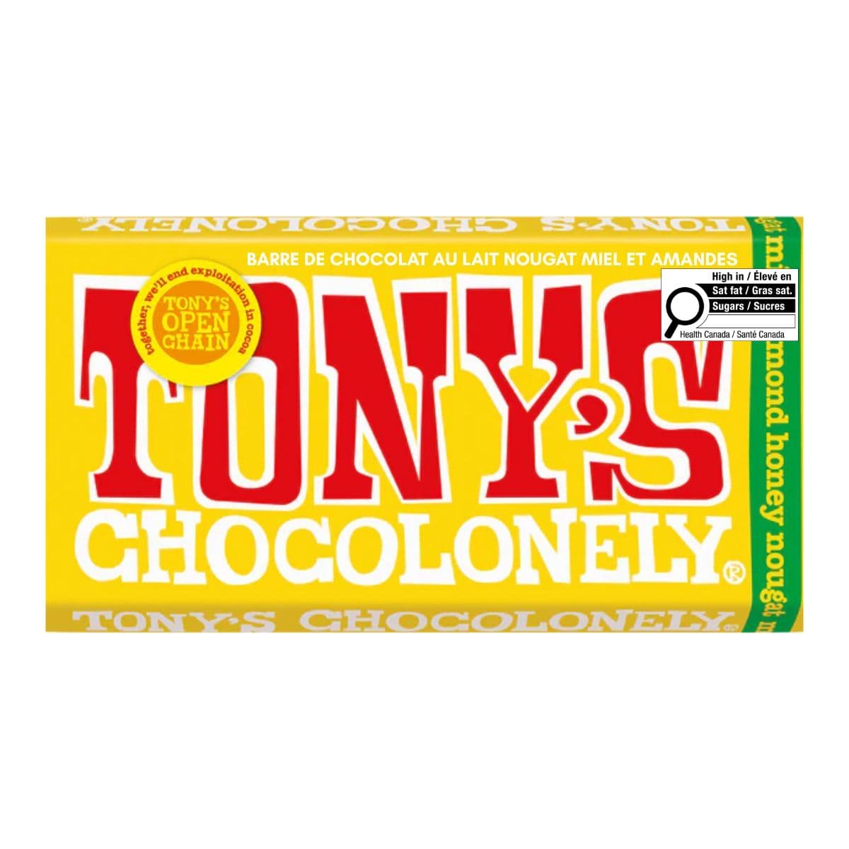 Tony's Chocolonely Milk Chocolate Honey Almond Nougat, 180g