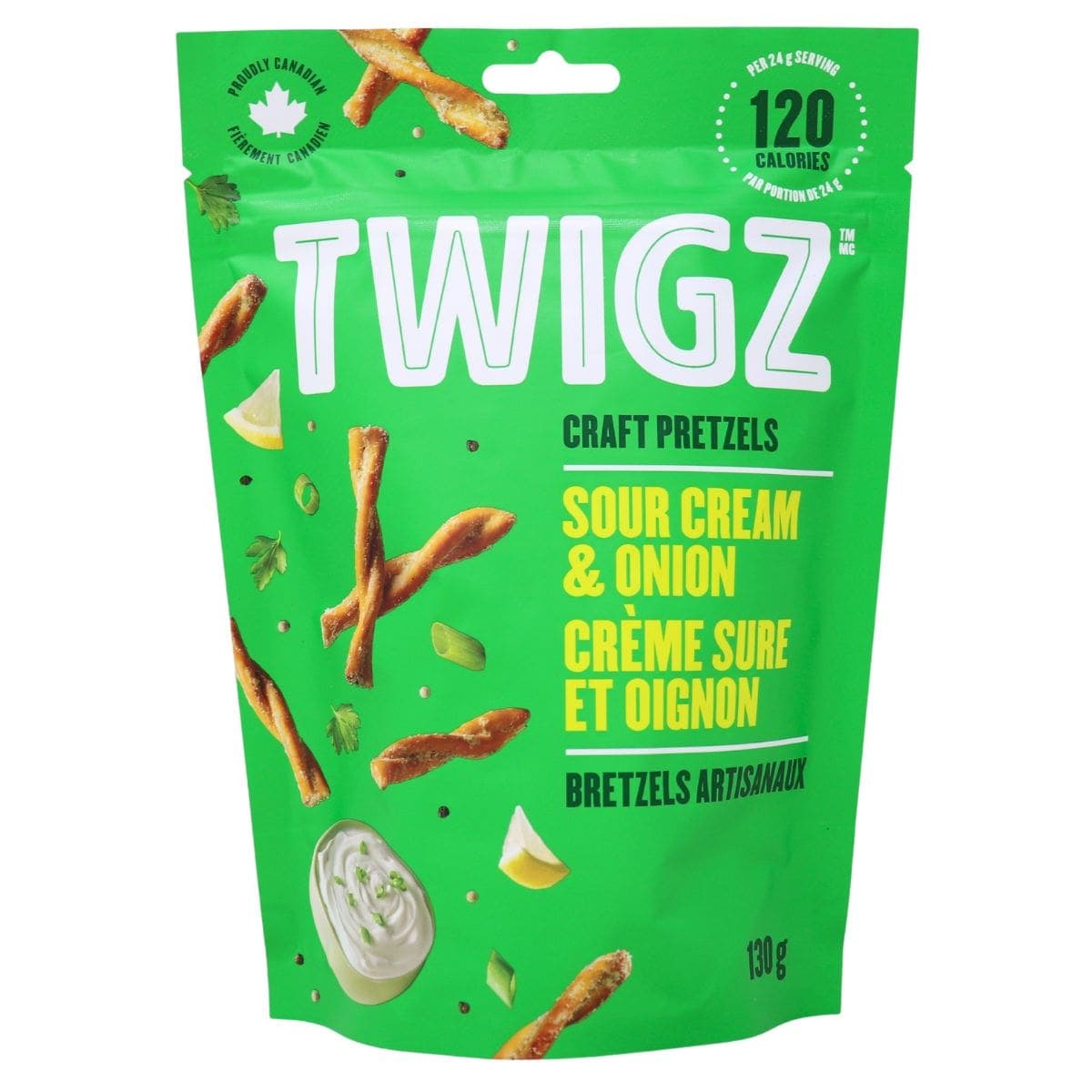 Twigz Baked Craft Pretzels Sour Cream & Onion, 130g