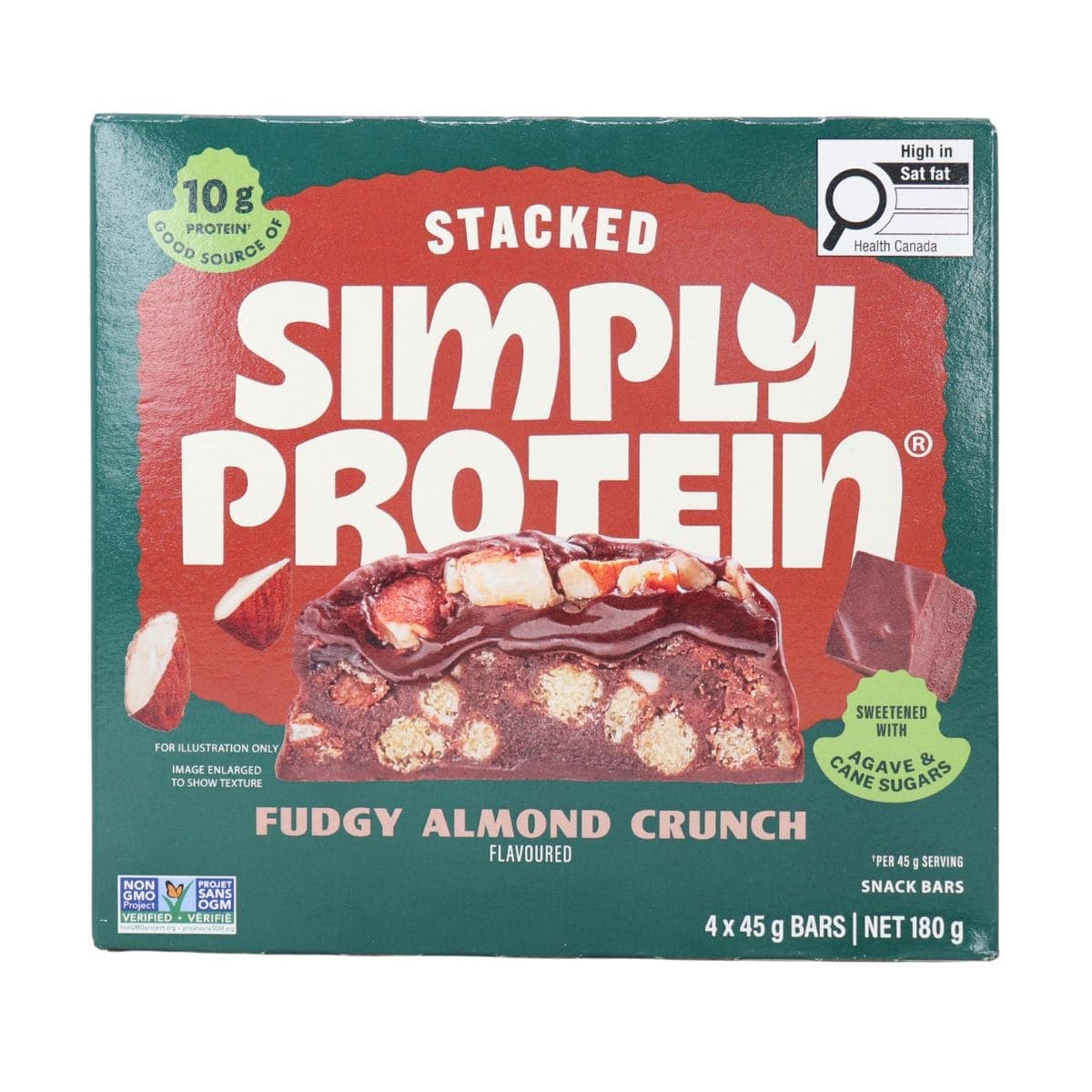 Simply Protein Stacked Snack Bars Fudgy Almond Crunch, 4 Bars