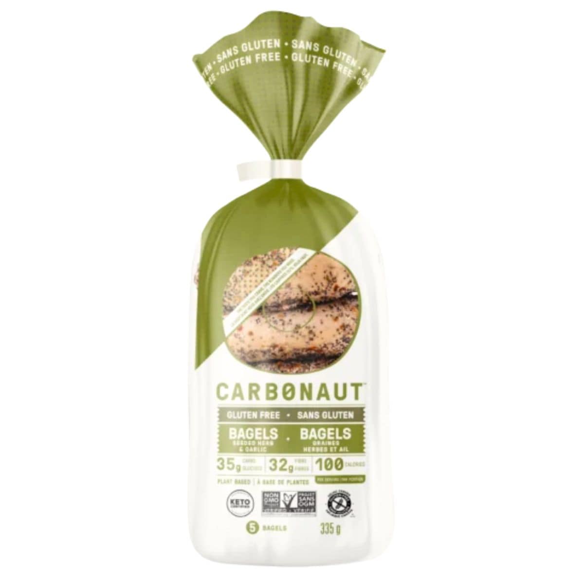 Carbonaut Keto Gluten-Free Bagels Seeded Herb & Garlic, 5 Bagels
