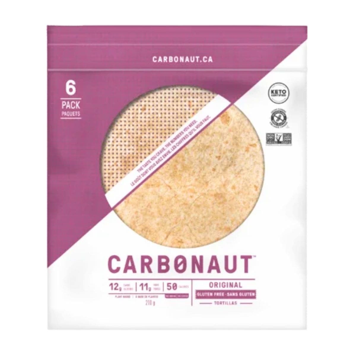 Carbonaut 5.5β Gluten-Free Keto Tortilla Original, 6 Pack