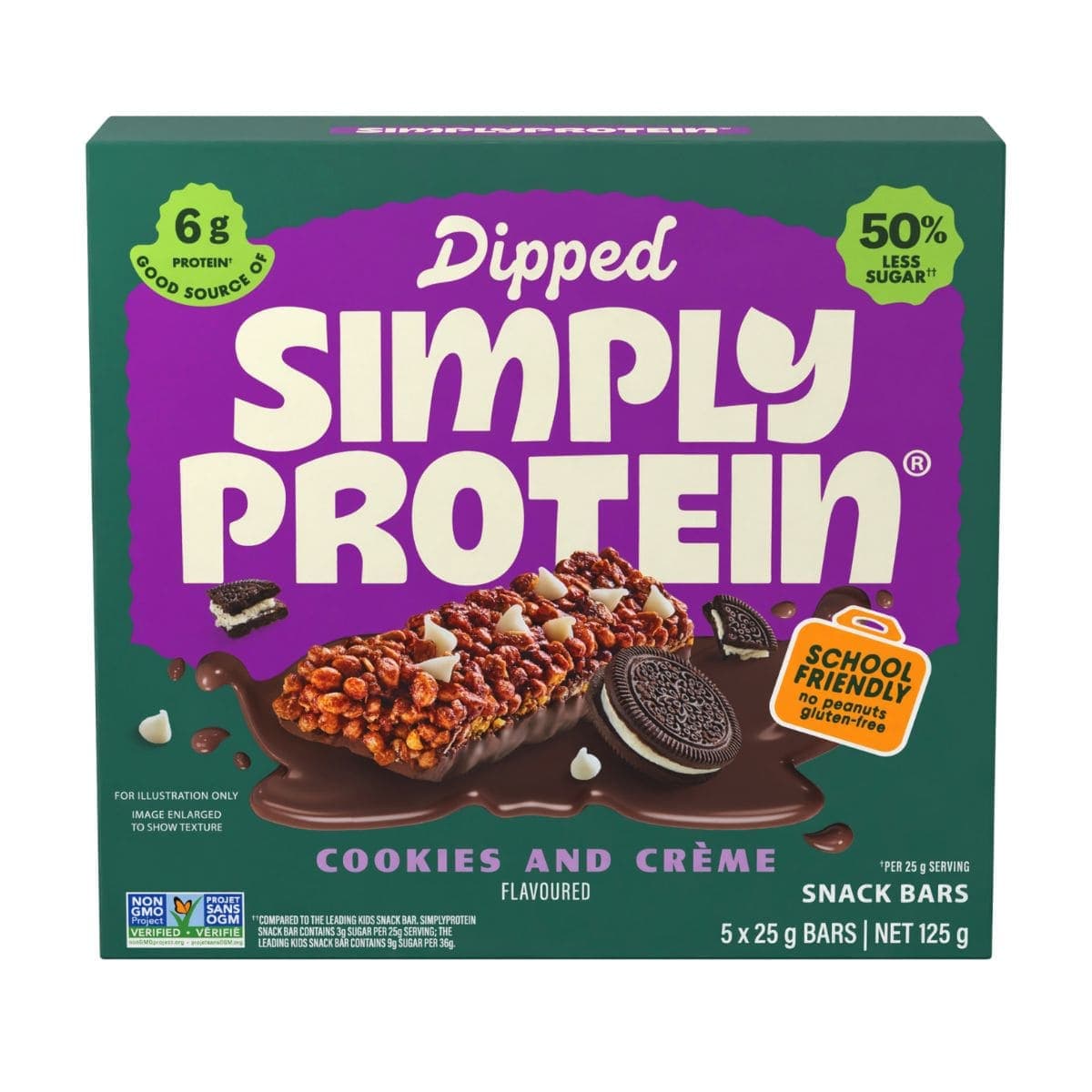 Simply Protein Dipped Snack Bars Cookies & Crème, 5 Bars