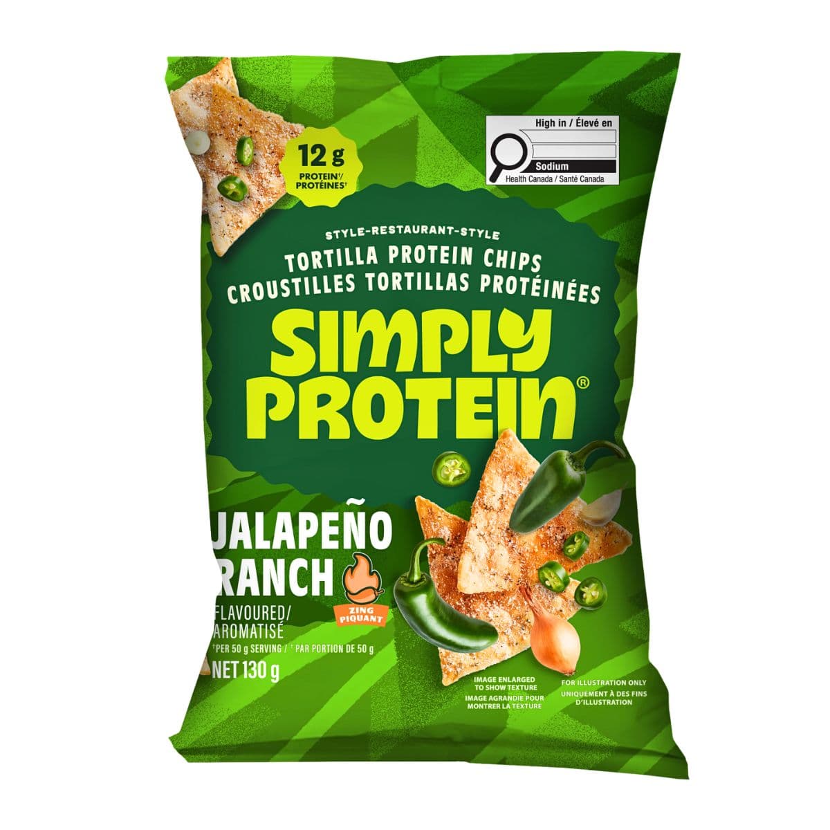 Simply Protein Restaurant-Style Protein Tortilla Chips Jalapeno Ranch, 130 g