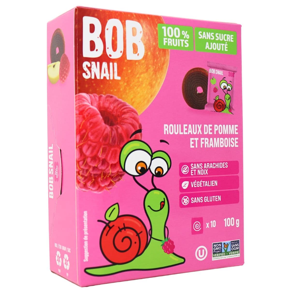 Bob Snail No Added Sugar Fruit Rolls Apple-Raspberry, 10 Packs