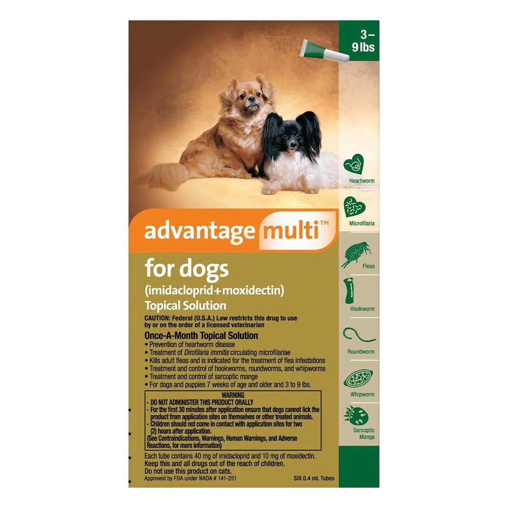 Advantage Multi for Small Dogs 3-9 Lbs (Green) 12 Doses