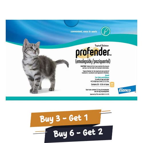 Profender Small Cats & Kittens (0.35 Ml) 2.2-5.5 Lbs 3 Doses + 1 Free